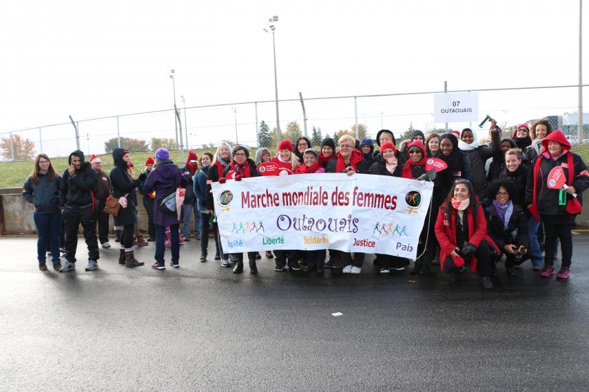 World March of Women from Outaouais banner, 2015