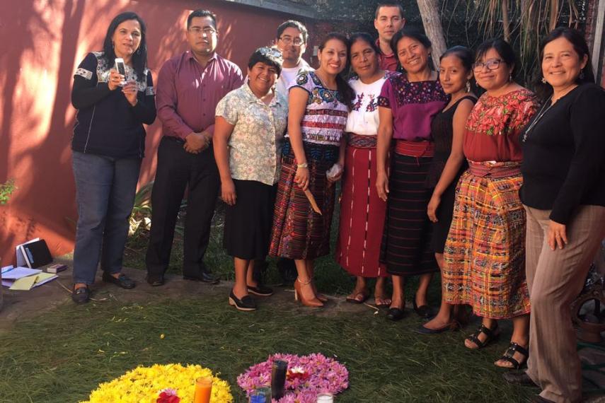 The team and board members of Consejería Oxlajuj Ix CAMEX during the opening ceremony.