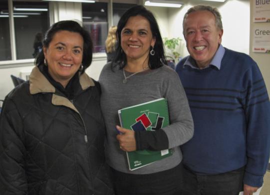Coalition at its best: Julia Sánchez of the Canadian Council of International Cooperation, Mayra Alarcón of Project Counseling Service, and Bill Fairbairn of Inter Pares at a public event on Guatemala