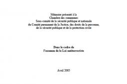 Page couverture de la presantation 2005
