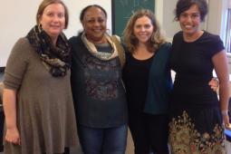 Beth Woroniuk (feminist peace activist), Dr. Asha El-Karib, Rebecca Tiessen (University of Ottawa professor) and Rita Morbia (Inter Pares Executive Director).