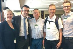 (L-R) Rachel Vincent of Nobel Women’s initiative, James Cavallaro, Bill Fairbairn from Inter Pares, Jim Hodgson from the United Church of Canada, and Guillaume Charbonneau from Inter Pares.
