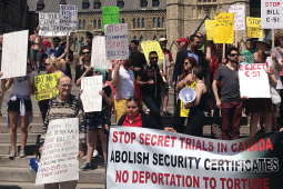 Demonstrators on Parliament Hill