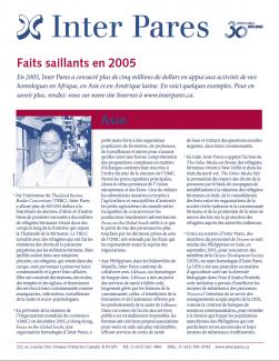 Page couverture des faits salliants 2005