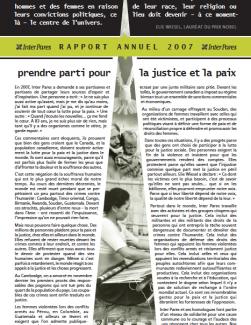 Page couverture du rapport annuel 2007