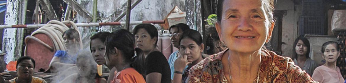 Women in a market in Burma